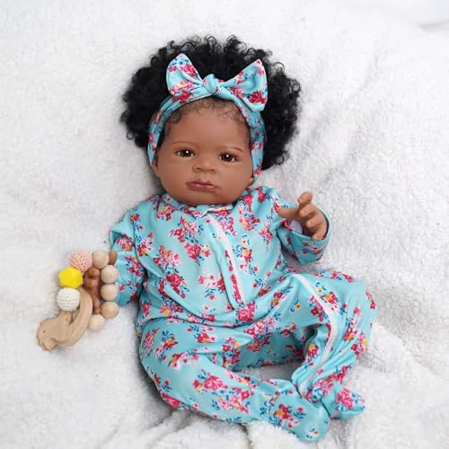 Enjoy with Love Neue 19inch Reborn Baby Lanny mit dunkelbrauner Haut Puppe Kunst Made 3D Haut Lifelike Baby Collectible Puppe von Enjoy with Love