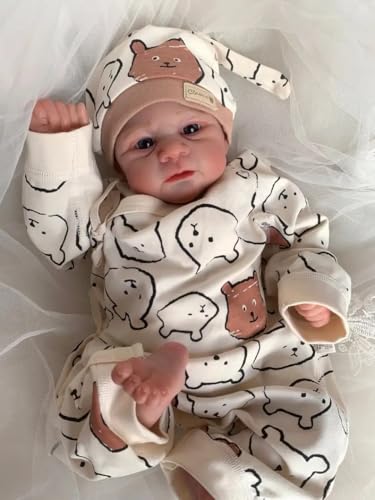 Enjoy with Love Neue 19inch Reborn Baby Puppe Zwillinge Elijah Make-up Handgemachte 3D Haut Mehrere Schichten Malerei Sammelkunst Puppe (45cm,Brown) von Enjoy with Love
