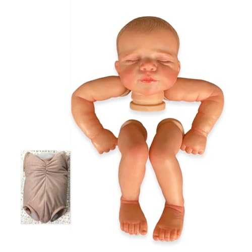 Enjoy with Love Neue 19inch bereits gemalte Reborn Puppe Teile Quinlyn Nettes schlafendes Baby 3D Malerei mit sichtbaren Adern Tuch Körper eingeschlossen von Enjoy with Love