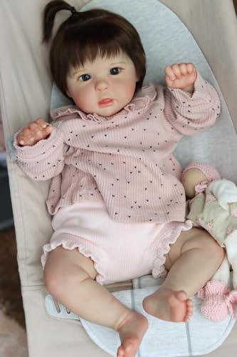 Enjoy with Love Neue 20 Zoll wiedergeborene Babypuppe lebensähnliche Raven beliebte süße Gesicht Kuschelweiche Körperpuppe Hochwertige Handfarbe Sammlerkunstpuppe von Enjoy with Love