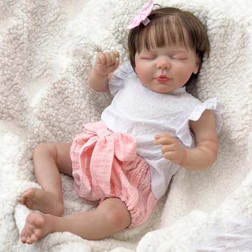 Enjoy with Love Neue 20inch lebensechte Reborn Baby Gril Vito Neugeborene Puppenhand Wurzelhaarhand 3D Farbe Haut sichtbare Venen Sammler Kunst Puppe von Enjoy with Love