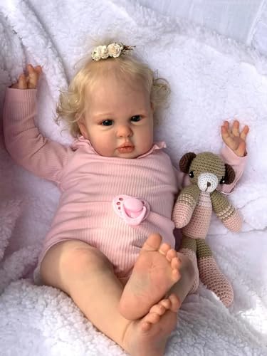 Enjoy with Love Neue 24Inch Reborn Ellie Baby Puppe Kleinkind Neugeborene Puppe Prinzessin Mädchen Lifelike Soft Touch 3D Haut Kunst Puppe mit Hand Wurzel Haar von Enjoy with Love