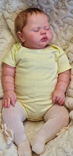 Enjoy with Love Neue 24Inch Reborn Gurke im weichen Tuch Körper Lebensechte Kleinkind Hand verwurzeltes Haar Kuschelige Baby Mädchen Puppe Baby von Enjoy with Love