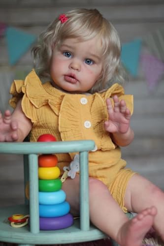 Enjoy with Love Neue 24Inch lebensechte Reborn Ellie Baby Puppe Kleinkind Neugeborene Puppe Stand fähig Soft Touch 3D Skin Art Puppe mit Hand Wurzel Haar von Enjoy with Love