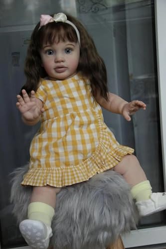 Enjoy with Love Neue 26inch Pippa bereits gemalt Fertige Puppe Reborn Kleinkind in Mädchen Version Riesiges echtes Baby 6-Monats Größe 3D Skin Art Puppe (Brown Eyes) von Enjoy with Love