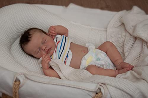 Enjoy with Love Neue 45CM Loulou Neugeborene Baby Puppe Reborn Asleep Weiche Kuschel Körper Lebensechte 3D Haut mit sichtbaren Adern Hochwertige handgemachte Puppe (Girl) von Enjoy with Love