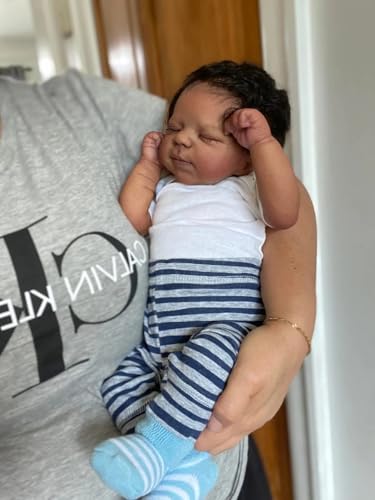 Enjoy with Love Neue 48CM Pascale Neugeborene Weiche Körper Baby Reborn Puppe mit 3D Dark Skin Multiple Layers Malerei mit sichtbaren Adern Soft Touch von Enjoy with Love