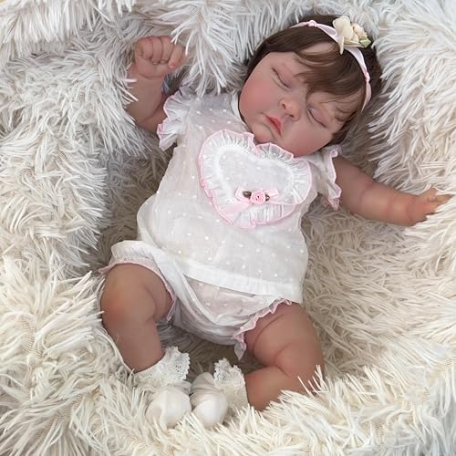 Enjoy with Love Neue 50CM Weicher Körper Reborn Baby Mädchen Pfirsich Puppe mit 3D Haut Mehrschichtige Malerei mit sichtbaren Adern Soft Touch Puppe von Enjoy with Love
