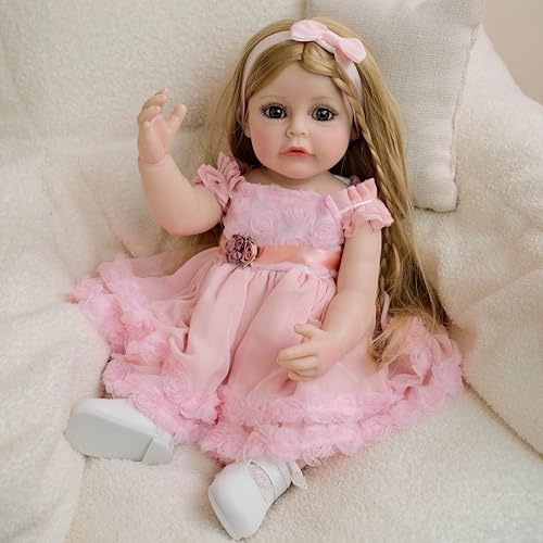 Enjoy with Love Neue 55cm Sue-Sue Ganzkörper Silikon Reborn Kleinkind Puppe Hand-detaillierte Malerei mit braunen Langen Perücken Haar für Kind Enjoy with Love Neue 55cm Sue-Sue Ganzkörper Silikon Reborn Kleinkind Puppe Hand-detaillierte Malerei mit braunen Langen Perücken Haar für Kind von Enjoy with Love