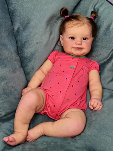 Enjoy with Love Neue 60CM Maddie Reborn Kleinkind Beliebte Nette Mädchen Puppe mit Hand-Wurzel Haar Weiche Kuschelkörper Hochwertige Puppe (Blue Eyes) von Enjoy with Love