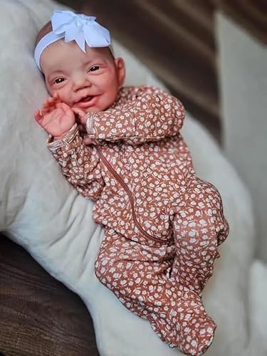 Enjoy with Love Neues 19inch lebensechtes Baby bereits gemalt Fertig Reborn Puppe Charlie Nettes Erwachen Baby 3D Malerei mit sichtbaren Adern (Brown Eyes) von Enjoy with Love