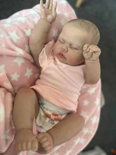 Enjoy with Love Neues 24Inch Gurkenmädchen, das im weichen Tuch-Körper schläft Lifelike Reborn Kleinkind Hand bemalt Haar Kuschelige Babypuppe Baby von Enjoy with Love
