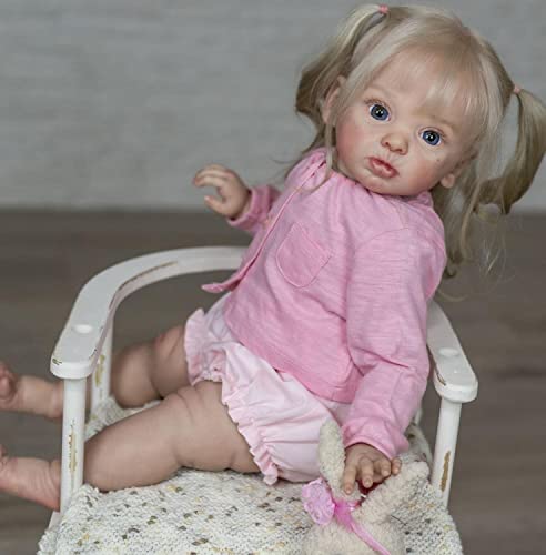 Enjoy with Love New 60CM Riesiges Baby Sammlerstück Wiedergeborenes Kleinkind Adelaide Lebensechte Soft Touch 3D Haut Sichtbare Venen Kunstpuppe (Blue Eyes) von Enjoy with Love