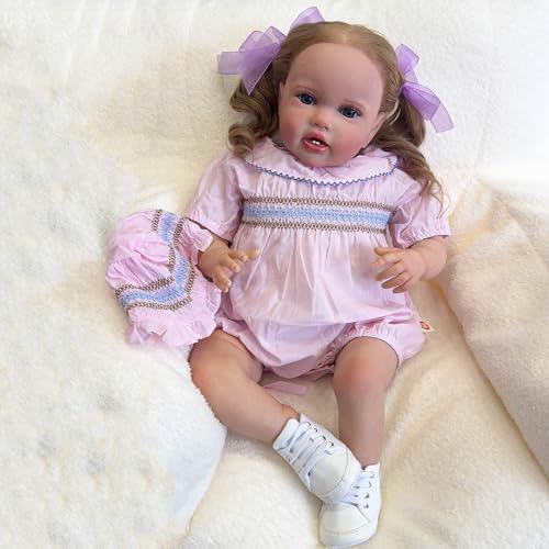 Neue 24 Zoll Lottie Reborn Baby Kleinkind Puppe Neugeborene Prinzessin Mädchen lebhafte weiche Berührung 3D Haut Kunst Puppe mit Hand Wurzelhaar von Enjoy with Love