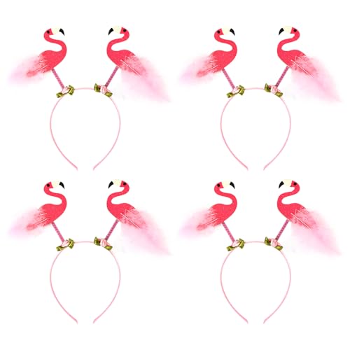 Flamingo Stirnband,4 Stück Flamingo Haarband Hawaiianisches Tropisches Party Kostüm für Kinder und Erwachsene,Hawaiianisches Luau Kostüm von Enjoyaa