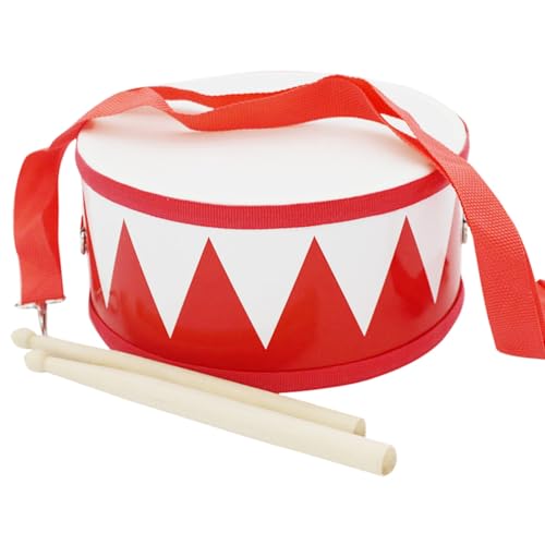 Kleine Trommel für Kinder, Schlaginstrument Mit 2 Trommelstöcken und Verstellbarem Gurt für Neujahr, Weihnachten, Halloween, Geburtstagsgeschenk (Red) von Enjoyaa