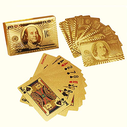 Enjoyer Golden Playing Cards Deck Gold Silver Foil Poker Set Magic Card 24K Gold Plastic Foil Poker Durable Waterproof Cards Gift (#4) von Enjoyer