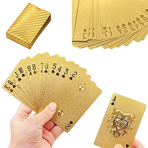 Enjoyer Goldene Spielkarten Deck Gold Silber Folie Poker Set Magic Card 24K Gold Plastikfolie Poker Langlebig Wasserdicht Karten Geschenk (#3) von COXZD