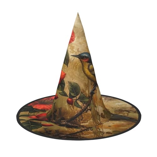 EnkzpoHen Blumen- und Vogel-Kunstdruck, Halloween-Zaubererhut, bequem, leicht, Festivals, Party, Kopfbedeckung EnkzpoHen Blumen- und Vogel-Kunstdruck, Halloween-Zaubererhut, bequem, leicht, Festivals, Party, Kopfbedeckung von EnkzpoHen