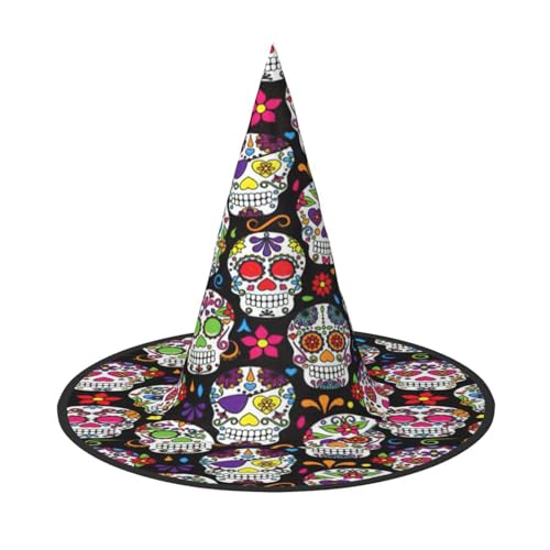 EnkzpoHen Bunter Blumenschädel-Druck, Halloween-Zaubererhut, bequem, leicht, Festivals, Party, Kopfbedeckung EnkzpoHen Bunter Blumenschädel-Druck, Halloween-Zaubererhut, bequem, leicht, Festivals, Party, Kopfbedeckung von EnkzpoHen