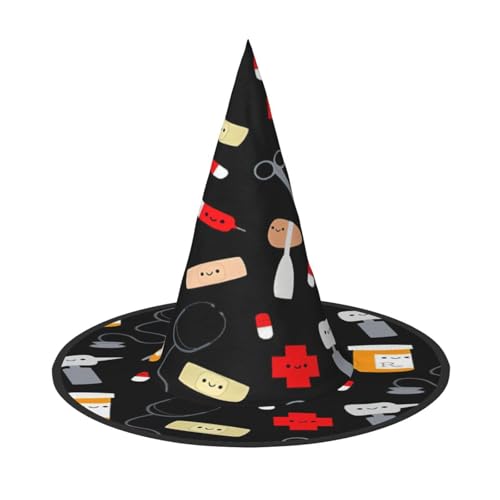 EnkzpoHen Cartoon-Medizin-Muster, Halloween-Zauberer-Hut, bequem, leicht, Festivals, Party, Kopfbedeckung EnkzpoHen Cartoon-Medizin-Muster, Halloween-Zauberer-Hut, bequem, leicht, Festivals, Party, Kopfbedeckung von EnkzpoHen