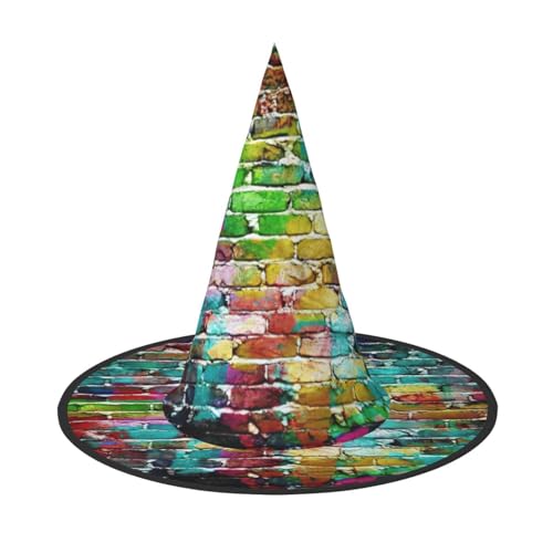 EnkzpoHen Graffiti-Hut mit buntem Ziegeldruck, Halloween-Zaubererhut, bequem, leicht, Festivals, Party, Kopfbedeckung EnkzpoHen Graffiti-Hut mit buntem Ziegeldruck, Halloween-Zaubererhut, bequem, leicht, Festivals, Party, Kopfbedeckung von EnkzpoHen