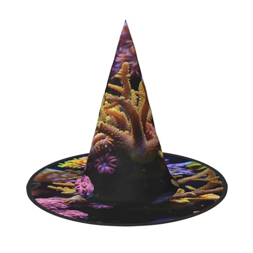 EnkzpoHen Halloween-Zaubererhut, Korallenriff-Aufdruck, bequem, leicht, für Festivals, Partys, Kopfbedeckung von EnkzpoHen