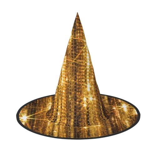 EnkzpoHen Halloween-Zaubererhut, goldfarben, glitzernd, bequem, leicht, Festivals, Party, Kopfbedeckung von EnkzpoHen