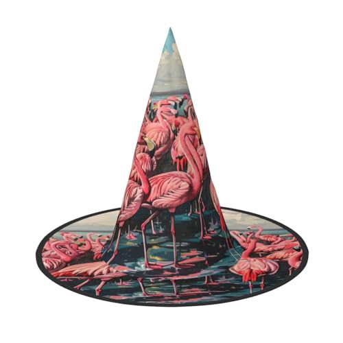 EnkzpoHen Halloween-Zaubererhut mit Flamingo-Druck, bequem, leicht, für Festivals, Partys, Kopfbedeckung EnkzpoHen Halloween-Zaubererhut mit Flamingo-Druck, bequem, leicht, für Festivals, Partys, Kopfbedeckung von EnkzpoHen