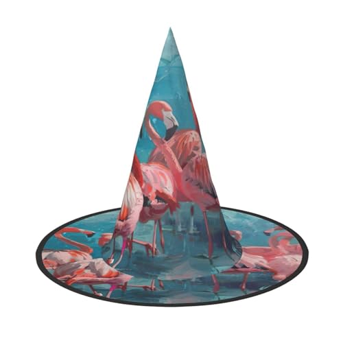 EnkzpoHen Halloween-Zaubererhut mit Flamingodruck, bequem, leicht, für Festivals, Partys, Kopfbedeckungen EnkzpoHen Halloween-Zaubererhut mit Flamingodruck, bequem, leicht, für Festivals, Partys, Kopfbedeckungen von EnkzpoHen