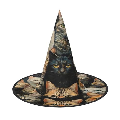 EnkzpoHen Halloween-Zaubererhut mit Katzendruck, bequem, leicht, Festivals, Party, Kopfbedeckung EnkzpoHen Halloween-Zaubererhut mit Katzendruck, bequem, leicht, Festivals, Party, Kopfbedeckung von EnkzpoHen
