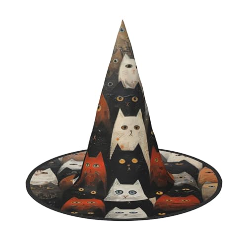 EnkzpoHen Halloween-Zaubererhut mit Katzendruck, bequem, leicht, Festivals, Party, Kopfbedeckung EnkzpoHen Halloween-Zaubererhut mit Katzendruck, bequem, leicht, Festivals, Party, Kopfbedeckung von EnkzpoHen