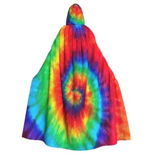 EnkzpoHen Kapuzenumhang mit Batikfärbung, Regenbogen-Druck, Unisex, Halloween, Maskerade, Cosplay von EnkzpoHen