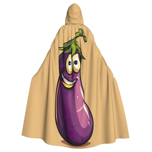 EnkzpoHen Kapuzenumhang mit Cartoon-Auberginen-Druck, Unisex, Halloween, Maskerade, Cosplay von EnkzpoHen