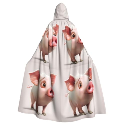 EnkzpoHen Kapuzenumhang mit Cartoon-Schweine-Druck, Unisex, Halloween, Maskerade, Cosplay von EnkzpoHen