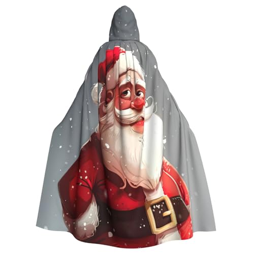 EnkzpoHen Kapuzenumhang mit Cartoon-Weihnachtsmann-Druck, Unisex, Halloween, Maskerade, Cosplay von EnkzpoHen
