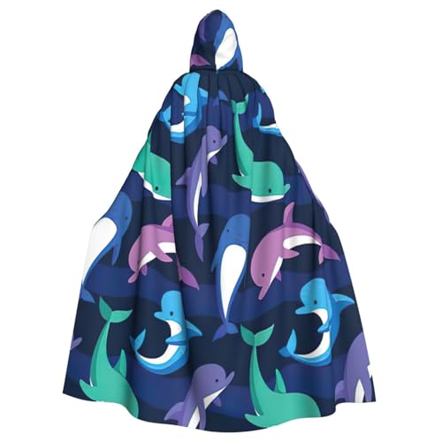 EnkzpoHen Kapuzenumhang mit Delfindruck, Unisex, Halloween, Maskerade, Cosplay von EnkzpoHen