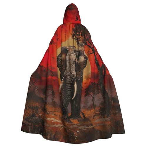EnkzpoHen Kapuzenumhang mit Elefanten-Sonnenuntergang, Unisex, Halloween, Maskerade, Cosplay von EnkzpoHen