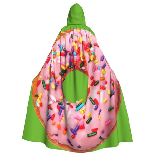 EnkzpoHen Kapuzenumhang mit Erdbeer-Donut-Druck, Unisex, Halloween, Maskerade, Cosplay von EnkzpoHen