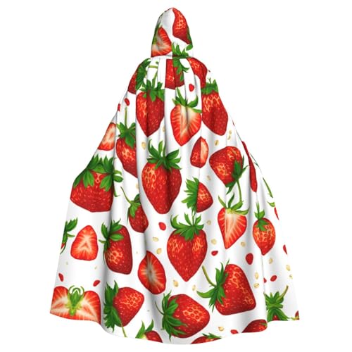 EnkzpoHen Kapuzenumhang mit Erdbeerdruck, Unisex, Halloween, Maskerade, Cosplay von EnkzpoHen