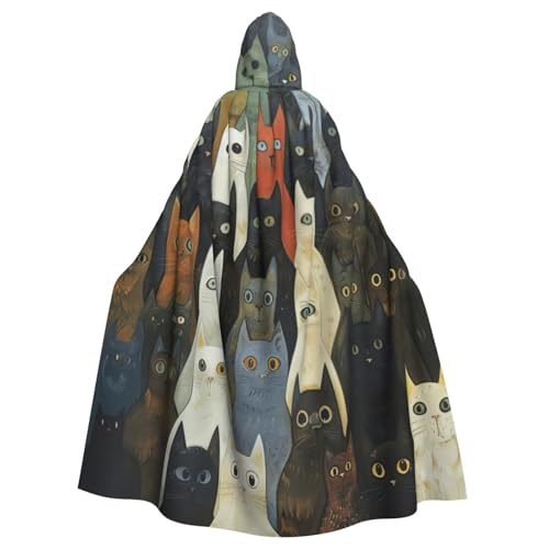 EnkzpoHen Kapuzenumhang mit Katzendruck, Unisex, Halloween, Maskerade, Cosplay von EnkzpoHen
