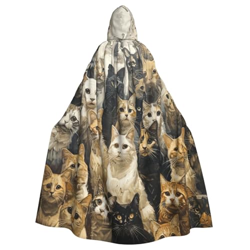 EnkzpoHen Kapuzenumhang mit Katzendruck, Unisex, Halloween, Maskerade, Cosplay von EnkzpoHen