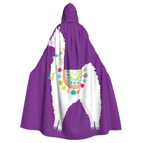 EnkzpoHen Kapuzenumhang mit Lama-Druck, Unisex, Halloween, Maskerade, Cosplay von EnkzpoHen