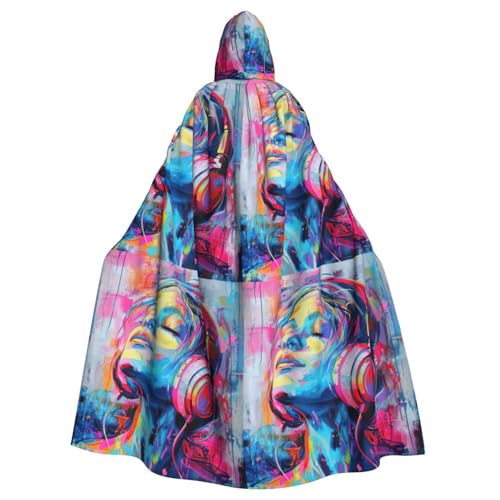 EnkzpoHen Kapuzenumhang mit Musikdruck, Unisex, Halloween, Maskerade, Cosplay von EnkzpoHen