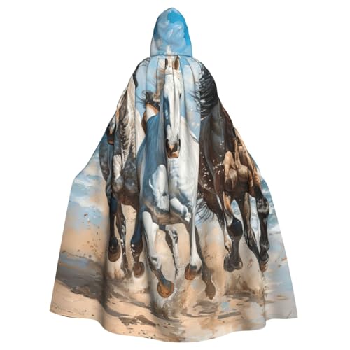 EnkzpoHen Kapuzenumhang mit Pferden und Laufen, Unisex, Halloween, Maskerade, Cosplay von EnkzpoHen