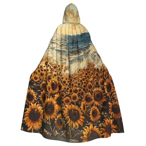 EnkzpoHen Kapuzenumhang mit Sonnenblumen-Motiv, Unisex, Halloween, Maskerade, Cosplay von EnkzpoHen