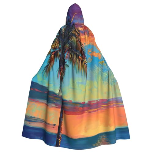 EnkzpoHen Kapuzenumhang mit Sonnenuntergangspalmen-Druck, Unisex, Halloween, Maskerade, Cosplay EnkzpoHen Kapuzenumhang mit Sonnenuntergangspalmen-Druck, Unisex, Halloween, Maskerade, Cosplay von EnkzpoHen