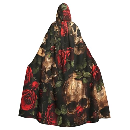 EnkzpoHen Kapuzenumhang mit Totenkopf und roter Rose, Unisex, Halloween, Maskerade, Cosplay von EnkzpoHen