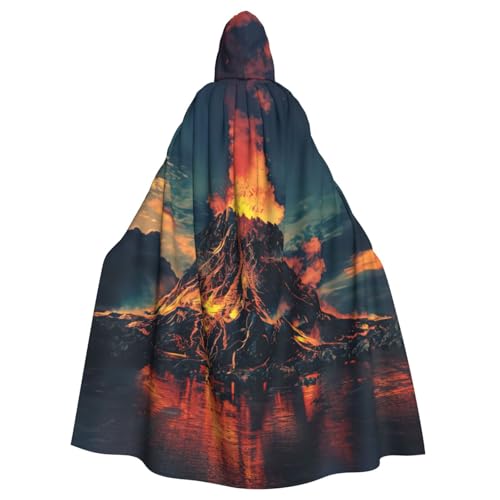 EnkzpoHen Kapuzenumhang mit Vulkandruck, Unisex, Halloween, Maskerade, Cosplay von EnkzpoHen
