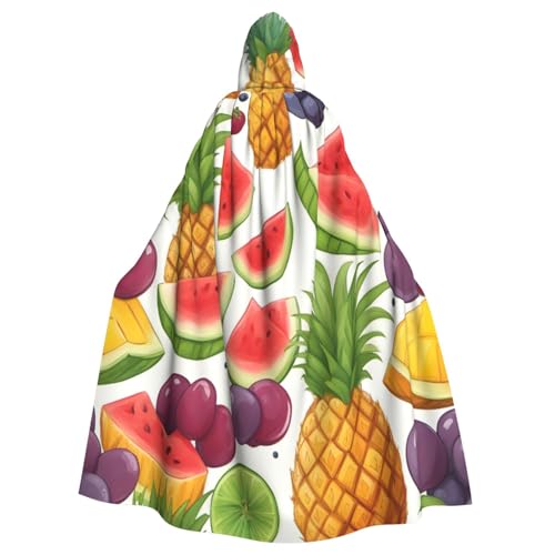 EnkzpoHen Kapuzenumhang mit frischen Früchten, Ananas, Beeren, Trauben, Orange, Unisex, Halloween, Maskerade, Cosplay von EnkzpoHen